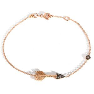 Kismet Large Arrow Bracelet With Champagne Diamonds in 14K Rose Gold 0.03 Ctw